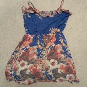 Angelique Brazilian Floral Dress Size M Blue Pink White